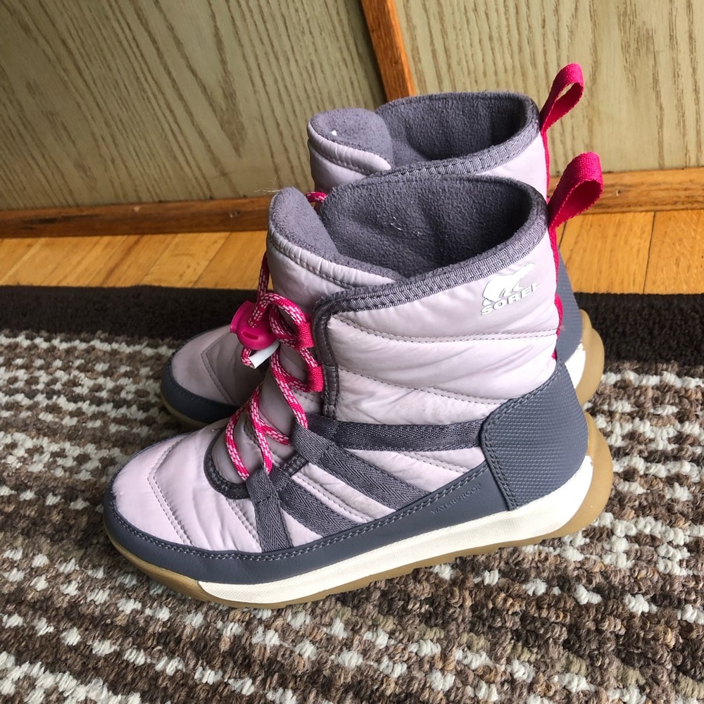 Sorel Whitney Pink and Gray Insulated Pull-On Boots